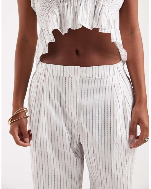 Vero Moda White Poplin Wide Leg Pull On Trouser Co-ord