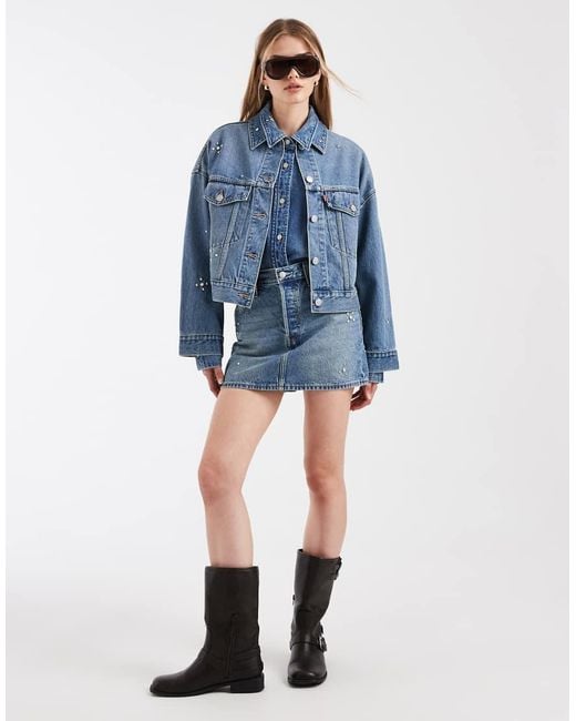 Levi's Blue Loose Crop Trucker