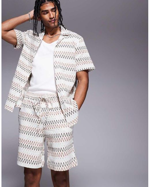 South Beach White Drawstring Beach Shorts for men