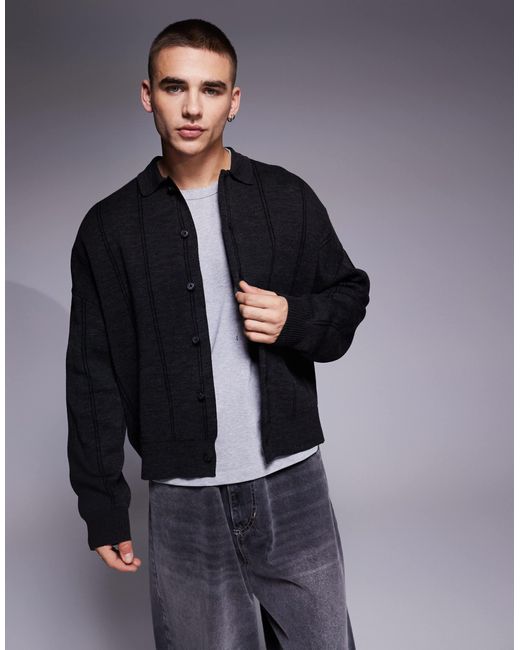 ASOS – gestrickter polo-pullover in Blue für Herren