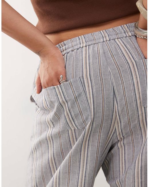 Collusion Gray Plus Striped Woven Pants With Cargo Pockets