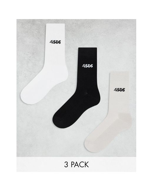 ASOS 4505 White Icon 3 Pack Anti Bacterial Crew Sport Socks