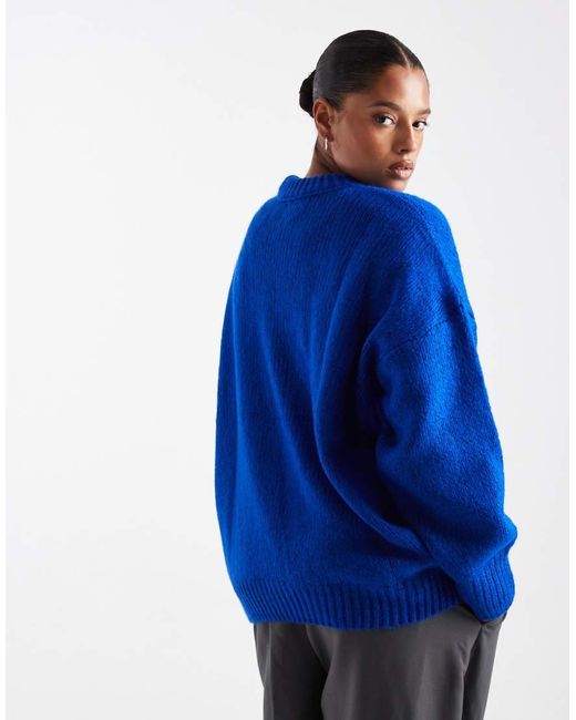 ASOS Blue Asos Design Curve Oversized Crew Neck Jumper