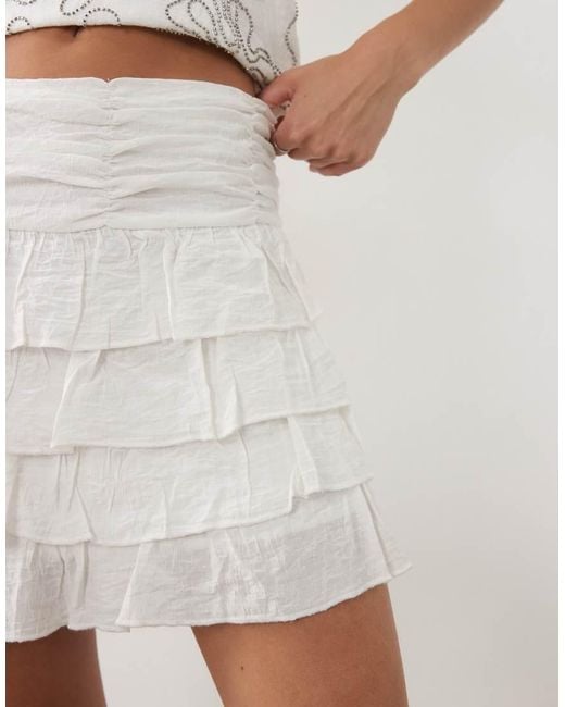 Mango Natural Teen Ruffle Mini Skirt