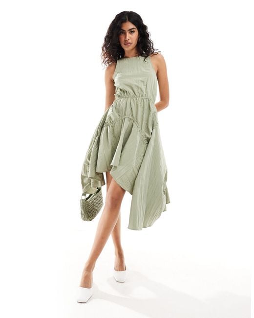 ASOS Green Mini Dress With High Low Skirt Elasticated