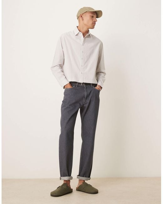 ASOS Natural Boxy Oversized Poplin Shirt for men