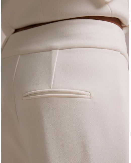 Wanderdoll Natural Charlotte Bridal Turned Up Tailored Wide Leg Trousers Co-ord
