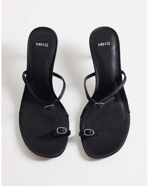 Mango Black Minimal Heeled Sandal With Buckles