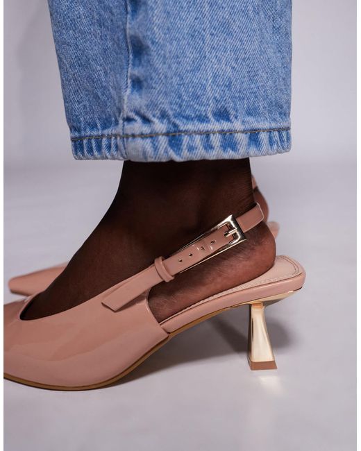 SIMMI Blue Simmi London June Wide Fit Pointed Slingback Kitten Heels