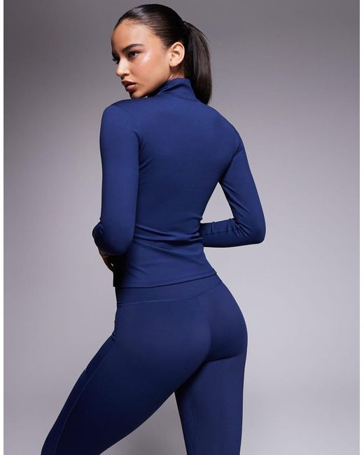Nike Blue One Dri-fit Full Zip Fitted Long Sleeve Top
