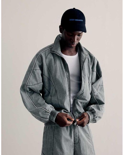 Bershka Gray Washed Technical Jacket for men