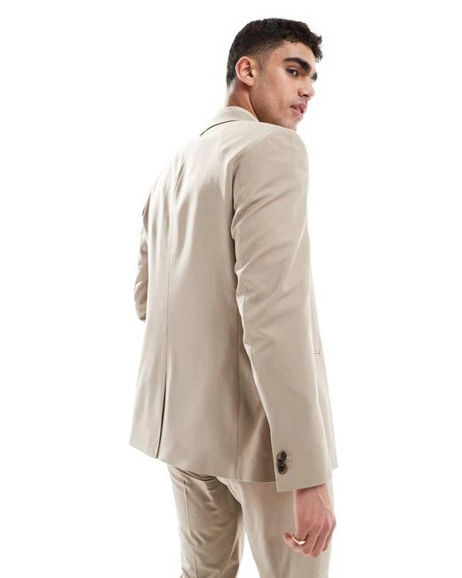 Chaqueta De Traje De Corte Slim De Tejido Ligero De Lana Peinada Lavable De -Neutro ASOS de hombre de color Natural