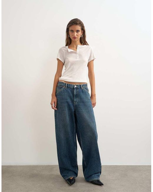TOPSHOP Blue Dillan baggy Dad Low Rise Jean