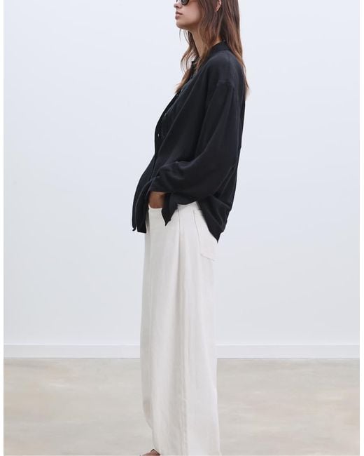 Stradivarius White Linen Blend Shirt