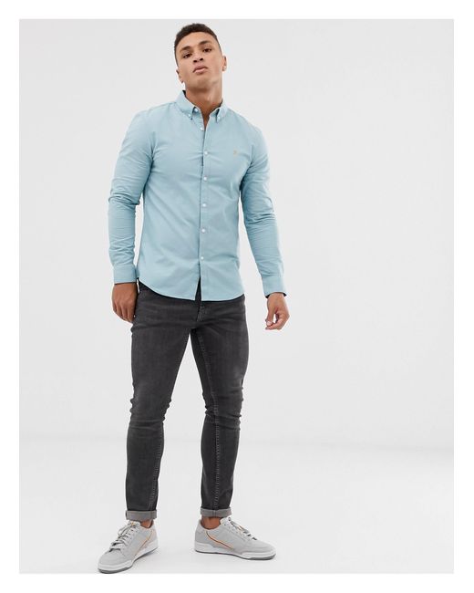 farah brewer slim fit oxford shirt in green