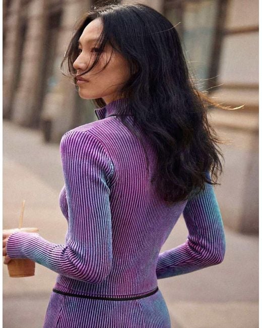 Desigual Purple Double-Zip Knit Jacket