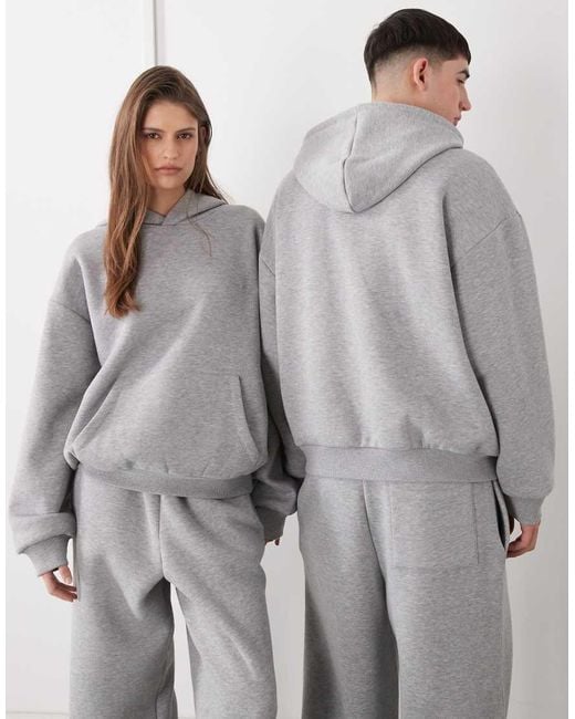 Reclaimed Vintage Gray Unisex Heavyweight Boxy Hoodie Co-ord