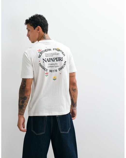 Napapijri White Whol Backprint T-shirt for men