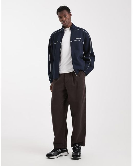 ASOS Blue Relaxed Track Printed Jacket With Piping for men