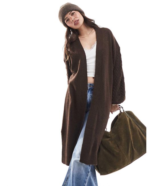 Threadbare Brown – longline-strickjacke