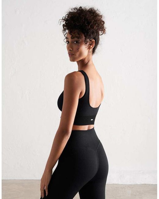 Aim'n Black Ribbed Seamless Bra