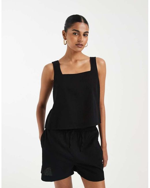 Vero Moda Black Sleeveless Top With Button Back Detail Co-ord