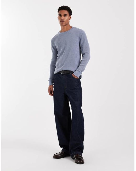 Hollister Blue Crew Neck Long Sleeve Thermal Top for men