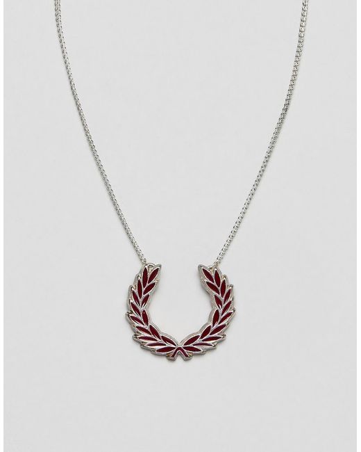 Fred Perry Metallic Laurel Wreath Silver Necklace