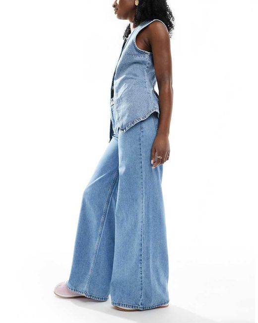ASOS Zachte Jeans Met Wijde Pijpen in het Blue