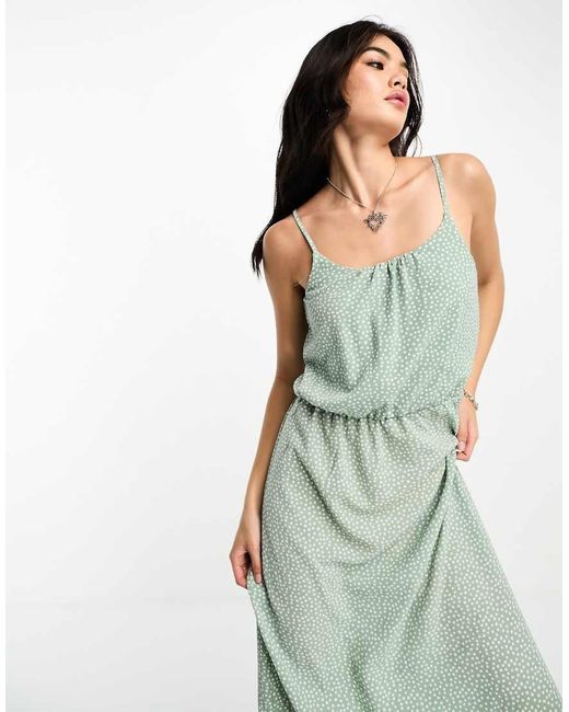 ONLY Green Ruched Out Maxi Dress