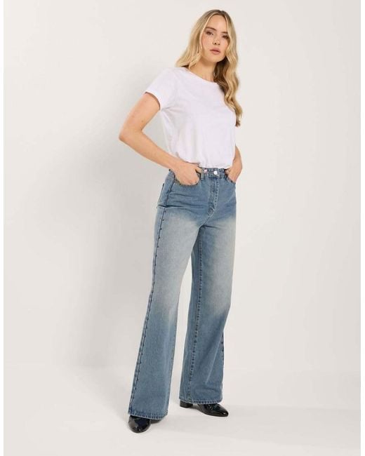 Long Tall Sally Blue Studded Wide Leg Jeans