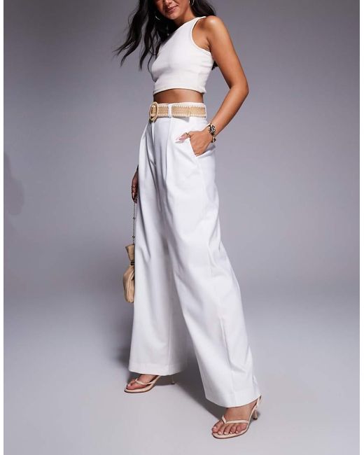 River Island Broek Met Wijde Pijpen En Riem in het Gray