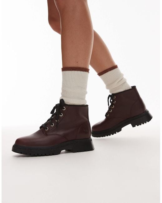 Timberland Brown – cambria valley – schnürstiefel aus burgunderem leder