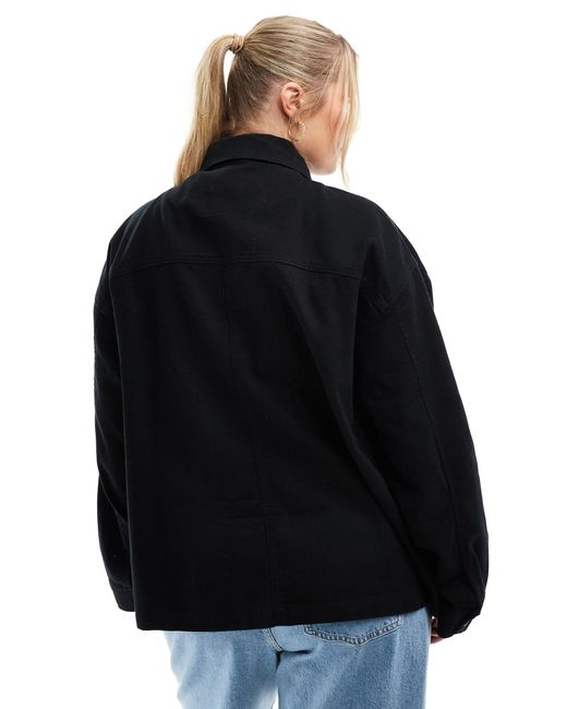 Chaqueta negra estilo camisa con bolsillos ASOS de color Blue