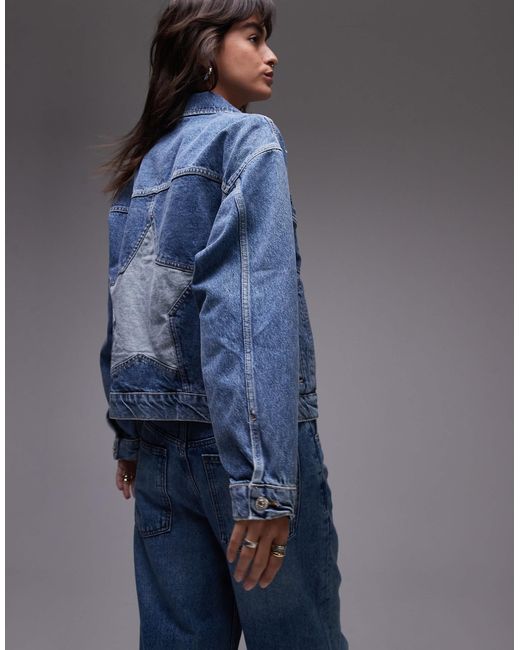 Veste d'ensemble en jean à motif étoile Mango en coloris Blue