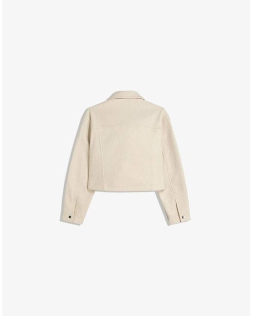 Bershka White Soft Felt Texture Jacket