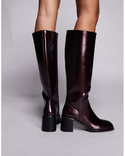 Public Desire Blue Katy Block Heel Knee Boots