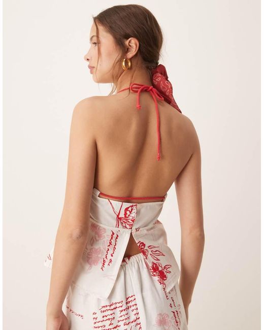ASOS White Co-ord Halter Cami With Rope Ties