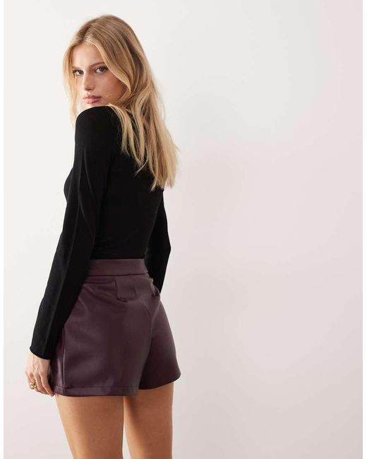 ASOS Black Pu Mid Rise Shorts