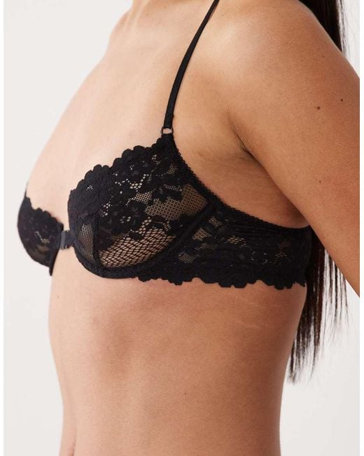 ASOS Black Ruby Lace Underwire Bra With Front Closure And Cross Back Detail
