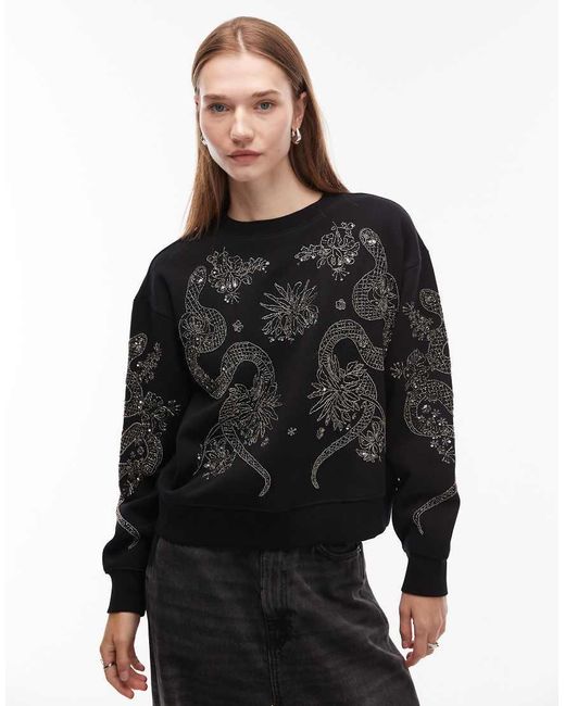 AllSaints Black Cecile Pippa Embellished Sweat