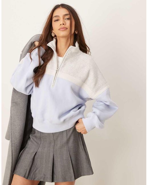 Abercrombie & Fitch White Half Zip Sweat Top