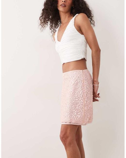 New Look Pink Sequin Mini Skirt