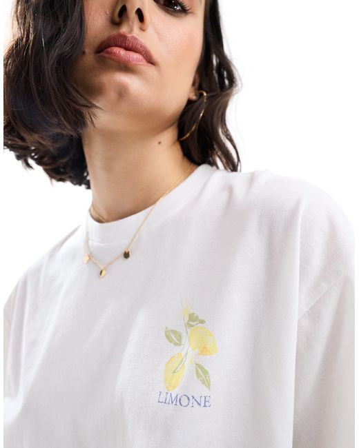 Miss Selfridge White – oversize-t-shirt mit "positano"-postkartenmotiv