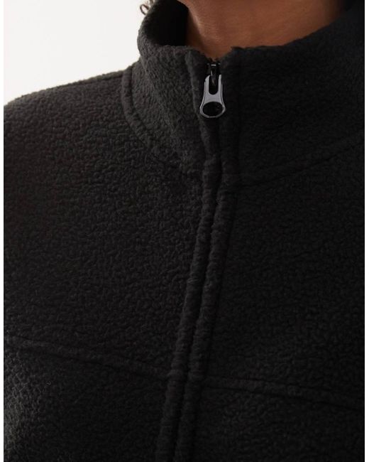 Weekday Black Oversized Borg Zip Fleece