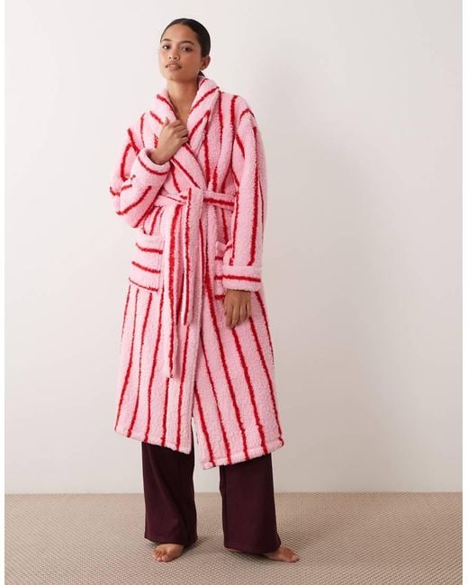 Threadbare Red Striped Dressing Gown With Hood