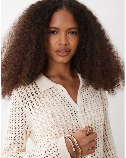 Brave Soul Brown Long Sleeve Crochet Knit Cardigan