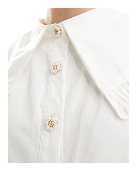 Sister Jane White Curious Collared Shirt Mini Dress