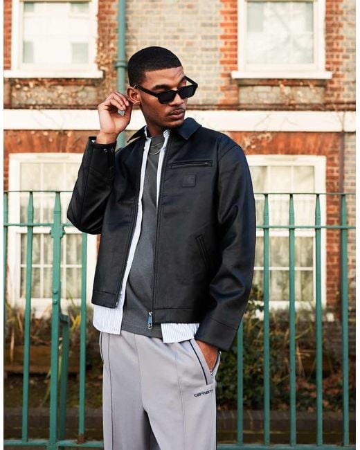 Carhartt White Detroit Jacket Faux Leather for men