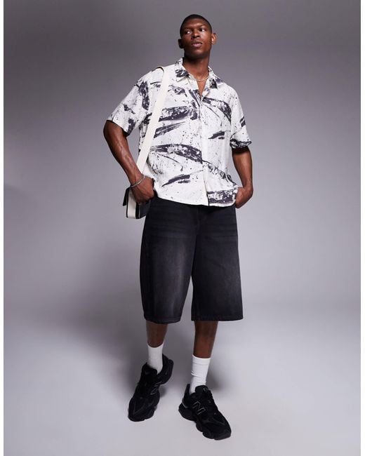 Bershka Gray Abstract Shirt for men
